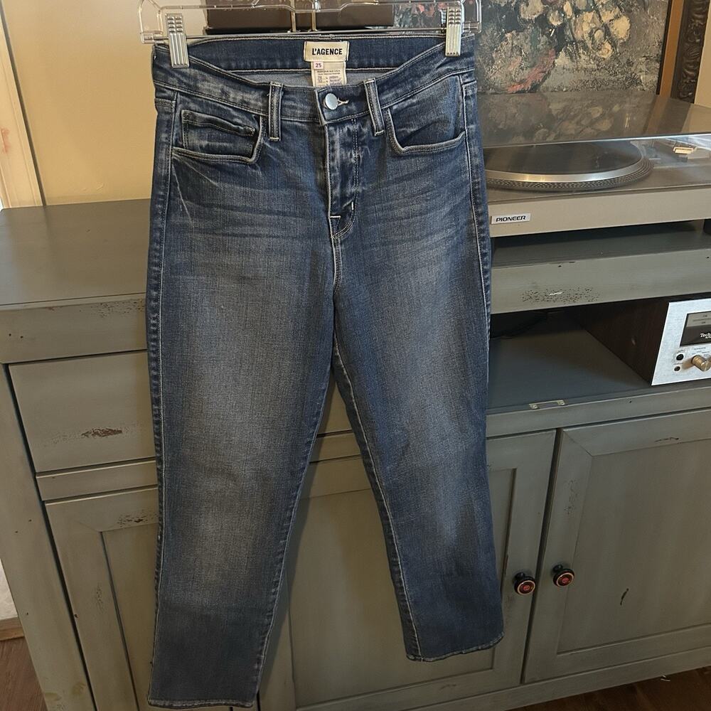 L'Agence Alexia High Rise Crop Slim Jeans Women's Size 25 Indigo Blue 25" Inseam